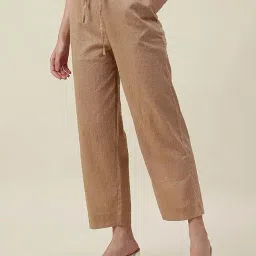 Fabindia Beige Cotton Woven Comfort Fit Trouser-image-92