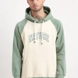 showoffff Showoff Cream Slim Fit Colour Block Hooded Sweatshirt-picture-21