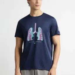 Reebok Navy Regular Fit Printed Sports T-Shirt-image-56