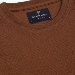 Thomas Scott Coffee Poly-Elastine Blend Regular Fit Self Design Shirts image 5