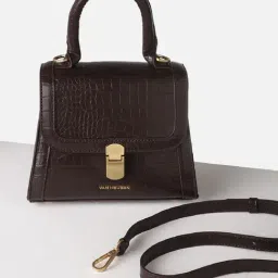 Van Heusen Brown Textured Free Size Satchel Handbag-picture-43