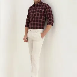 Allen Solly Maroon Cotton Slim Fit Checks Shirt image 5