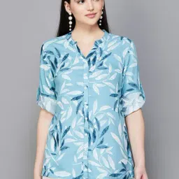Melange by Lifestyle Blue Floral Print Shirt-image-68