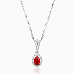 GIVA 925 Silver Radiant Ruby Pendant with Link Chain image 2