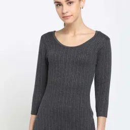 Dixcy Slimz Charcoal Melange Striped Thermal Top-image-50