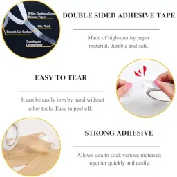 SCHOFIC Double Sided Adhesive Sticky Tape White 8 mm Width, 0429FFE5ORT image 5