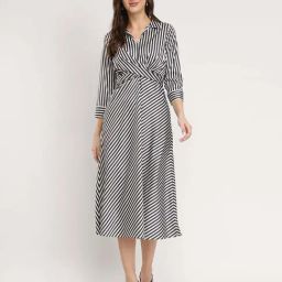 Fablestreet Black Striped Casual Dress-picture-23