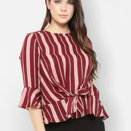 Gipsy Wine Synthetic Striped Top-picture-26