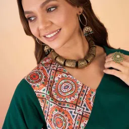 Inweave Orange Printed Straight Kurta image 5