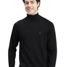 Monte Carlo Black Pure Wool Regular Fit Solid Pullover image 5