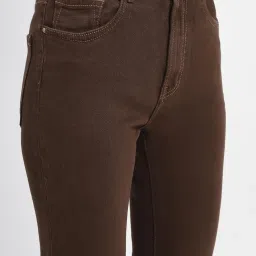 MADAME Brown Cotton Relaxed Fit Mid Rise Jeans image 5