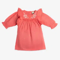 Ed-a-Mamma Baby Pink Cotton Regular Printed Casual Dress image 2