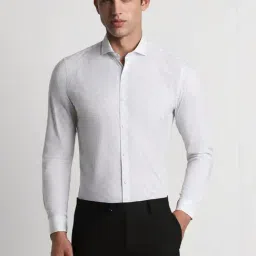 Peter England White Cotton Slim Fit Printed Shirt-picture-48