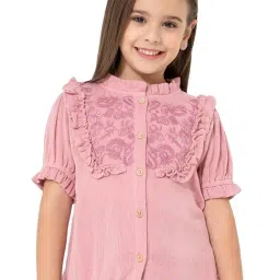 Cherry Crumble By Nitt Hyman Pink Embroidered Regular Fit Summer Top-image-0