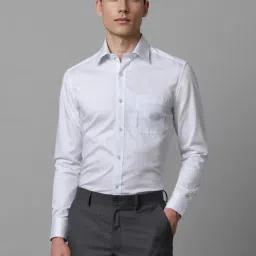 louis philippe Men White Classic Fit Stripe Full Sleeves Formal Shirt-picture-11