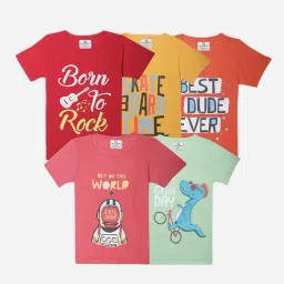 Vimal Jonney Girls Multicolor Printed T-Shirt (Pack Of 5)-image-6