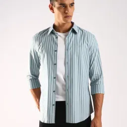 Calvin Klein Jeans Blue Cotton Slim Fit Striped Shirt-picture-13