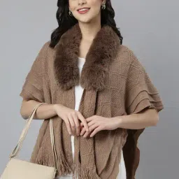 showoffff SHOWOFF Brown Self Design Poncho-picture-14