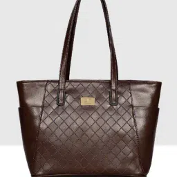 Esbeda Dark Brown Textured Medium Tote Handbag-image-49