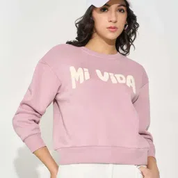 People By Pantaloons Pink Regular Fit Printed Sweatshirt image 4