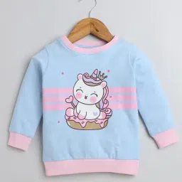 Bumzee Girls Sky Blue Printed Full Sleeves Sweatshirt-picture-11