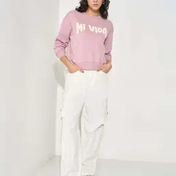 People By Pantaloons Pink Regular Fit Printed Sweatshirt image 5