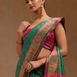 Soch Green Woven Design Saree With Unstitched Blouse image 4