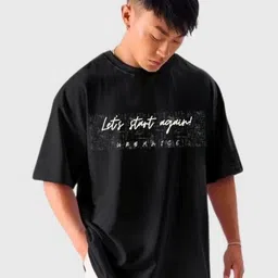 URBANICE Typography Printed Drop-Shoulder Sleeves Cotton Abzorb Oversized T-shirt-picture-47