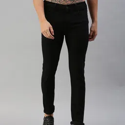 HERE&NOW Men Black Skinny Fit Mid-Rise Clean Look Stretchable Jeans-picture-38