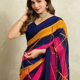 P D Silk Mills Abstract printed Pure Georgette Saree With Unstitched Blouse Piece image 4