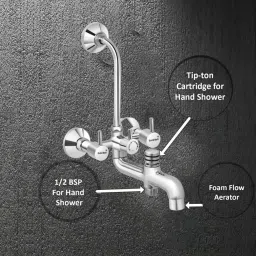 Gold Bell Flora Heavy Brass 3 In 1 Wall Mixer Set, 3-1-round-flora image 4