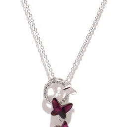 Yellow Chimes Crystals from Swarovski Collection Silver-Toned & Purple Pendant with Chain-picture-37