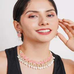 Divisha Gold-Plated Artificial Stone-Studded & Beaded Jewellery Set-picture-16