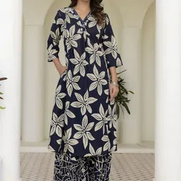 KALINI Women Floral Printed Regular Thread Work Pure Cotton Kurta with Palazzos-picture-15