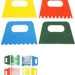 53 arts 53ARTS 4 Pcs Plastic Paint Scrapers for Water, Oil & Painting Paint, Texture Design Tool, Clay Texture Design Tool Art, 15 x 7 cm(Pack of 4, Multi-colors) image 5