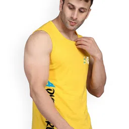 SLOWLORIS Men Pack Of 2 Printed Scoop Neck Combed Cotton Gym Vest image 4