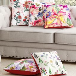 Sej by Nisha Gupta Pack of 5 Florals Premium 12 by 12 Cushion Covers - Pink-picture-44