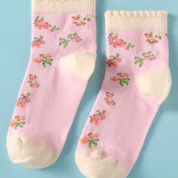 Mustang Cotton Knit Ankle Length Socks with Floral Design - Pink-picture-10