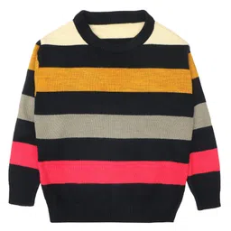Elefantino Full Sleeves Striped Sweater - Navy Blue & Mustard-image-14