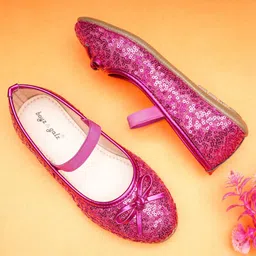 boyz n galz Sequin Embellished & Bow Applique Detailed Ballerinas - Fuchsia-picture-37