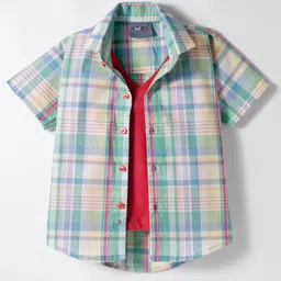 Dapper Dudes Half Sleeves Madras Checked Shirt With Attached Tee - Multi Colour-picture-35