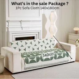 HOMETHREADS Green & Green Printed Sofa Cover image 3