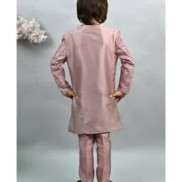 Ahhaaaa Brocade Sequins Embellished Geometric Designed Sherwani Pant Set - Pink image 3