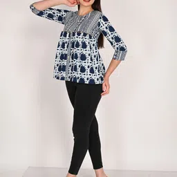 Rajnandini Women Ethnic Motifs Printed Cotton Empire Top image 4