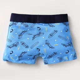 Bodycare Cotton Knit Boxers With Stripes & Skateboard Print Pack Of 3 - Yellow Blue & Black image 3