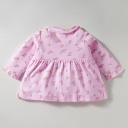 Zero Sinker Knit Full Sleeves Co-ords Night Suit With Floral Print - Pink image 3