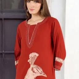 Indo Era Women Ethnic Motifs Printed Regular Thread Work Kurta with Palazzos image 3