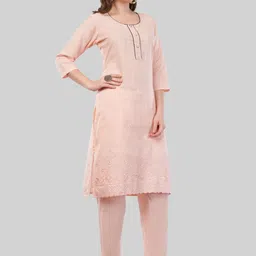 EELIKA Women Floral Embroidered Cotton Kurta with Trousers & Dupatta-picture-22