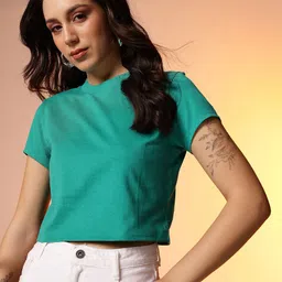 CORSICA Round Neck Crop T-shirt-picture-11