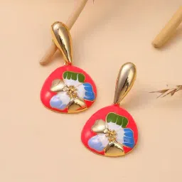 Sohi Scarlet Red Hana Drop Earrings for Women-image-13